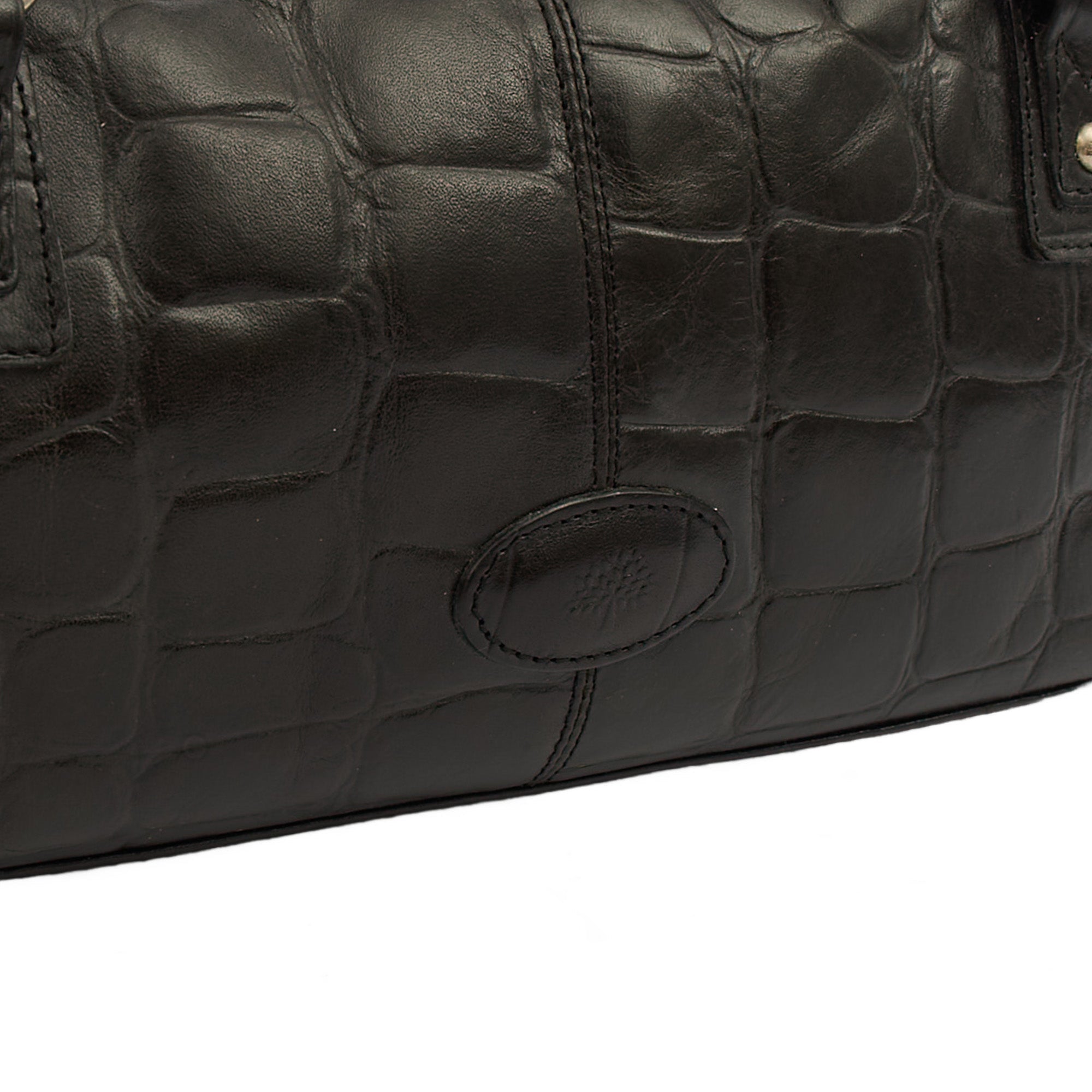 Mulberry Shoulder Bag Vintage Tote  in Black, Exotic Effect Leather — Side View
