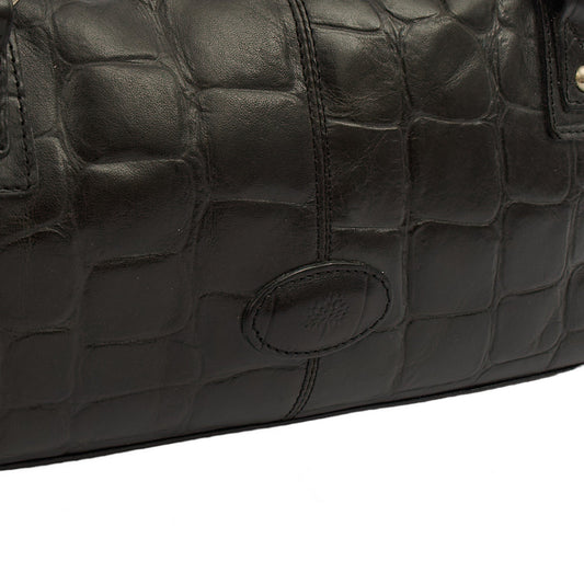 Mulberry Shoulder Bag Vintage Tote  in Black, Exotic Effect Leather — Side View
