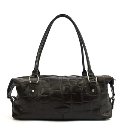 Mulberry Shoulder Bag Vintage Tote  in Black, Exotic Effect Leather — Front View