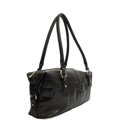Mulberry Shoulder Bag Vintage Tote  in Black, Exotic Effect Leather — Back View