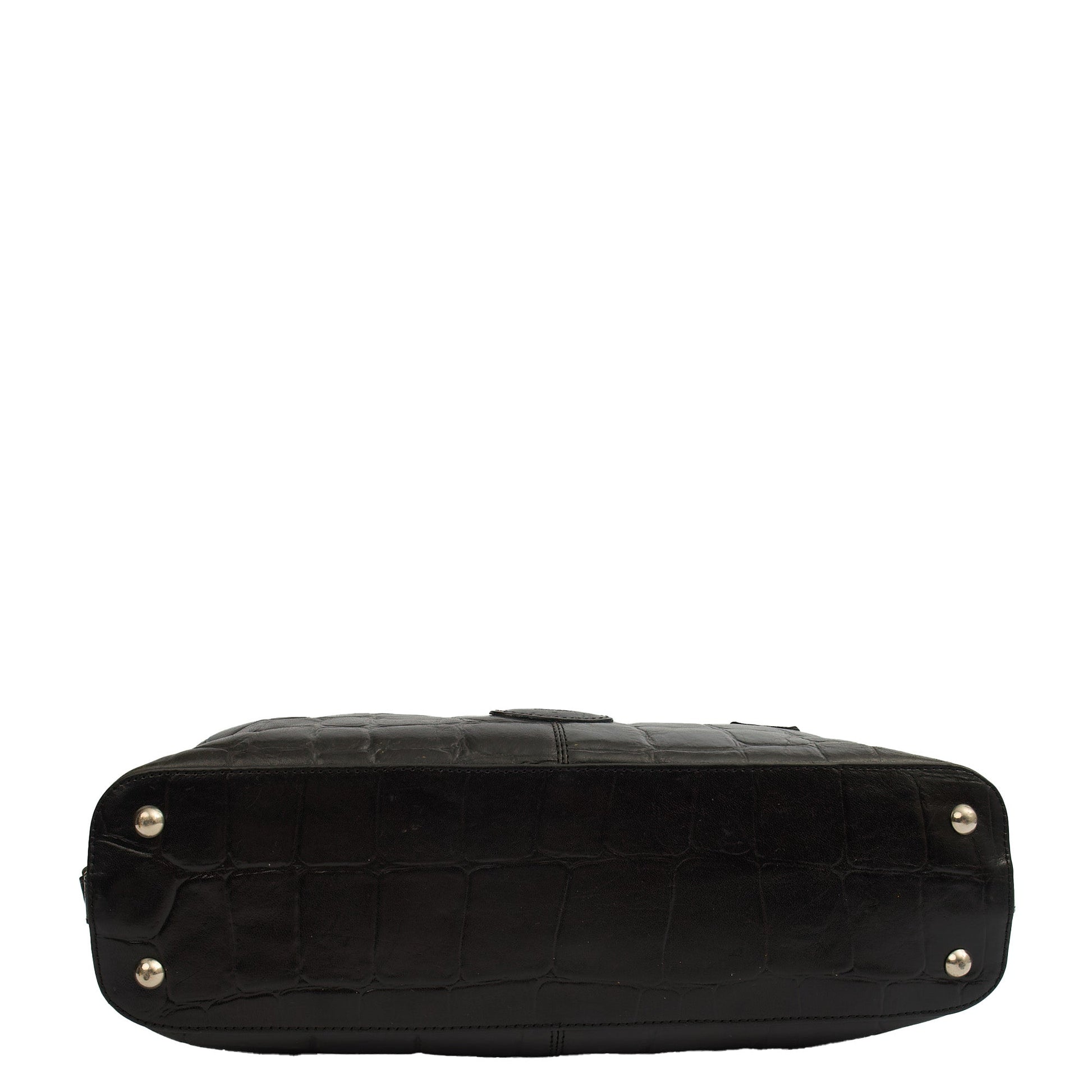 Mulberry Shoulder Bag Vintage Tote  in Black, Exotic Effect Leather — Detail View