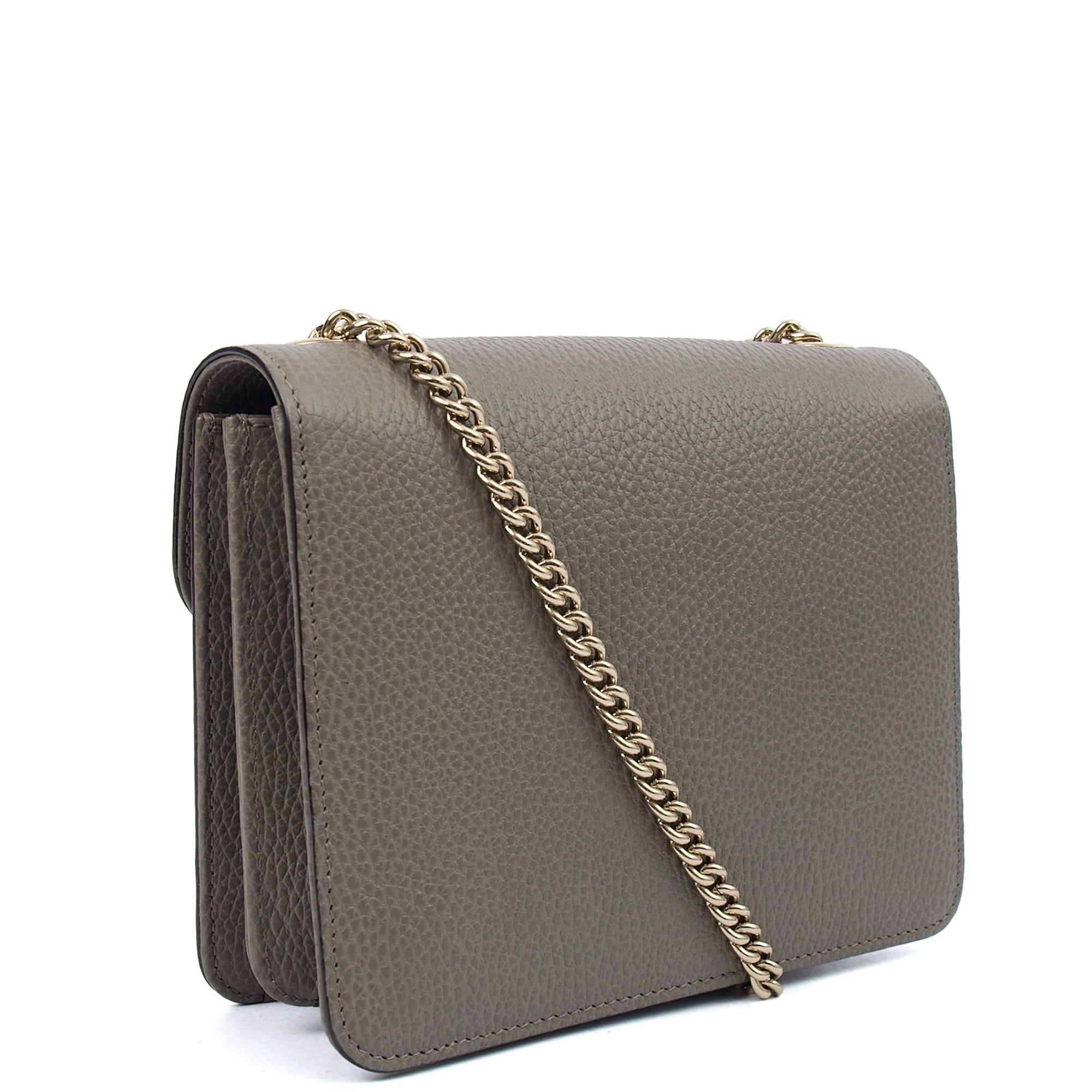 Gucci Cross Body Dollar Interlocking GG Bag - Small in Grey, Leather — Back View