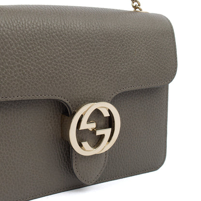 Gucci Cross Body Dollar Interlocking GG Bag - Small in Grey, Leather — Side View