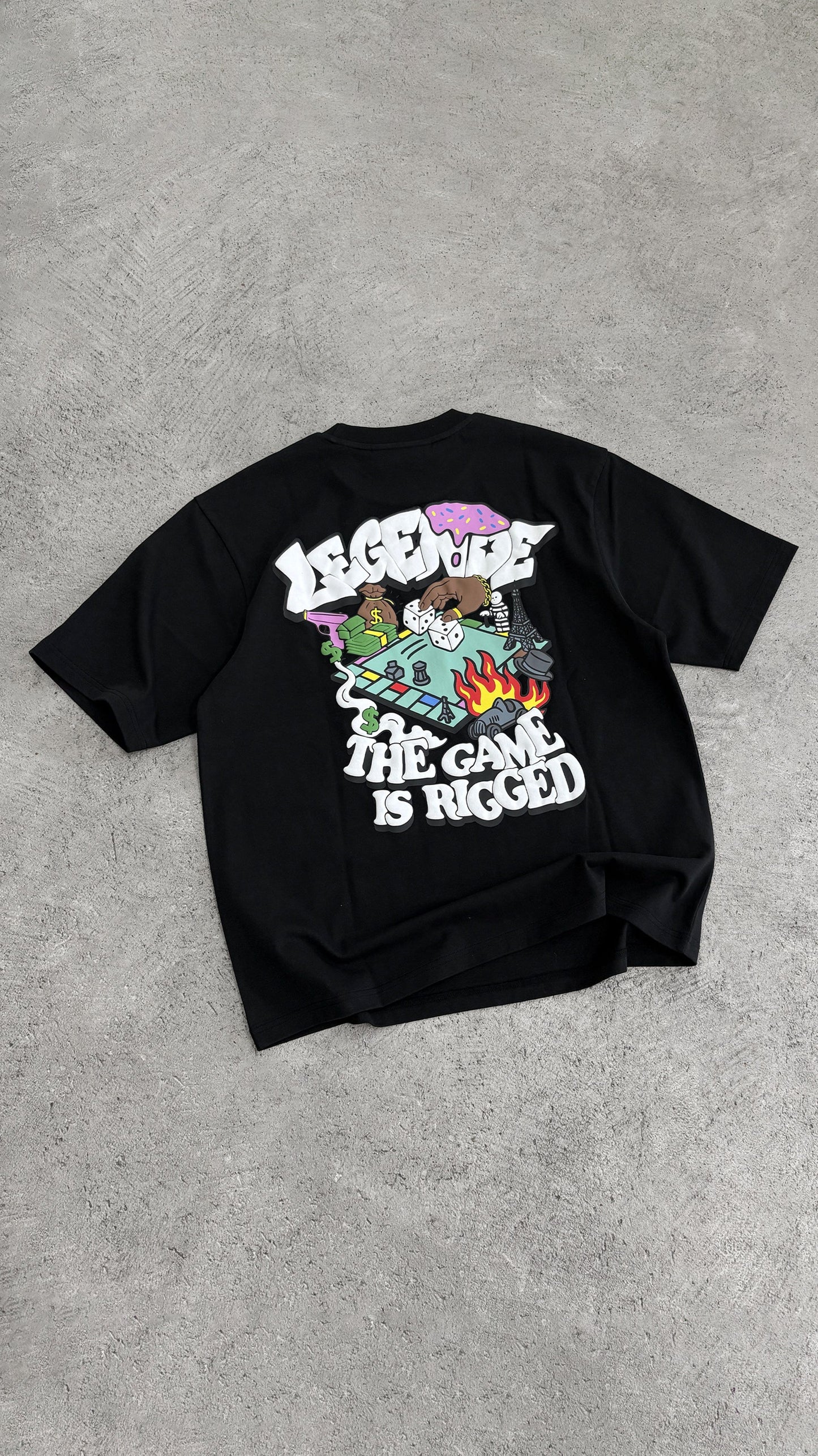 Legende Paris GAME IS RIGGED T-SHIRT - BLACK — XS — Lifestyle View