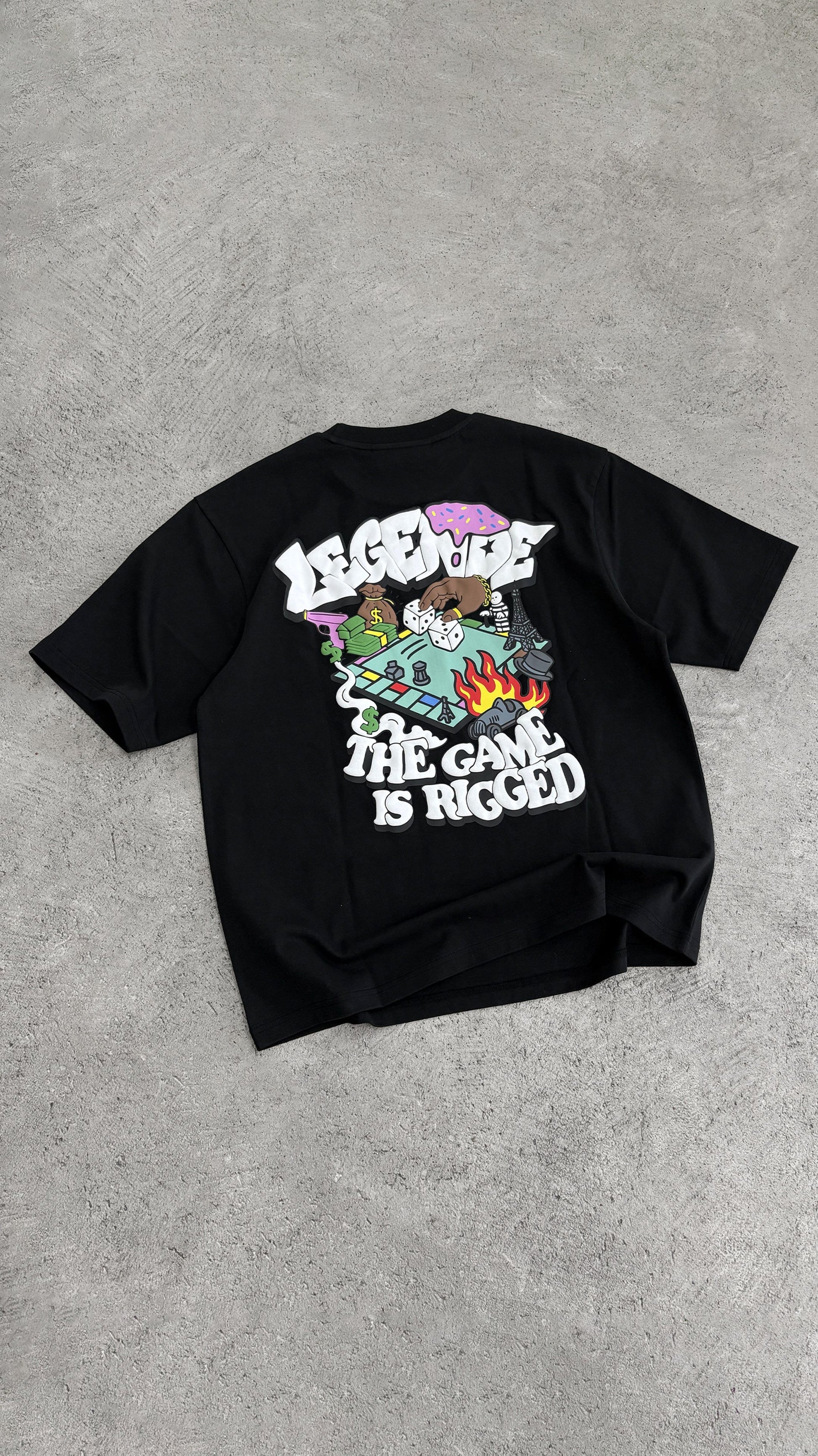 Legende Paris GAME IS RIGGED T-SHIRT - BLACK — XS — Lifestyle View