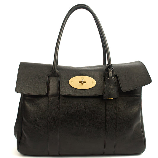 Mulberry Tote Bayswater Heritage in Black, Calfskin Leather — Front View