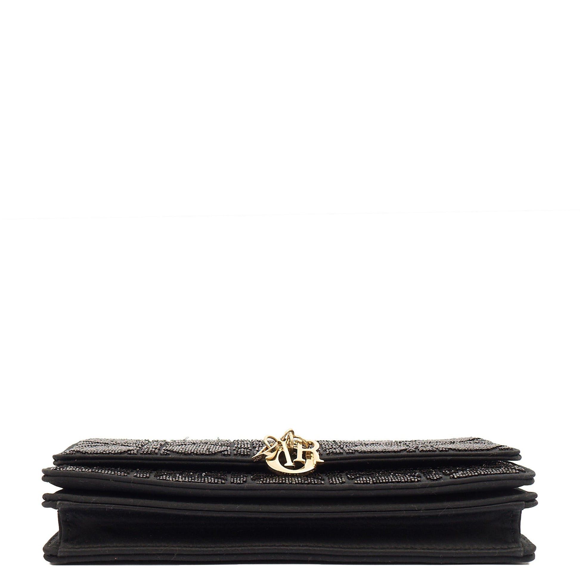 Christian Dior Cross Body My Dior Daily Chain Pouch in Black, Dior Oblique Embroidery — Detail View
