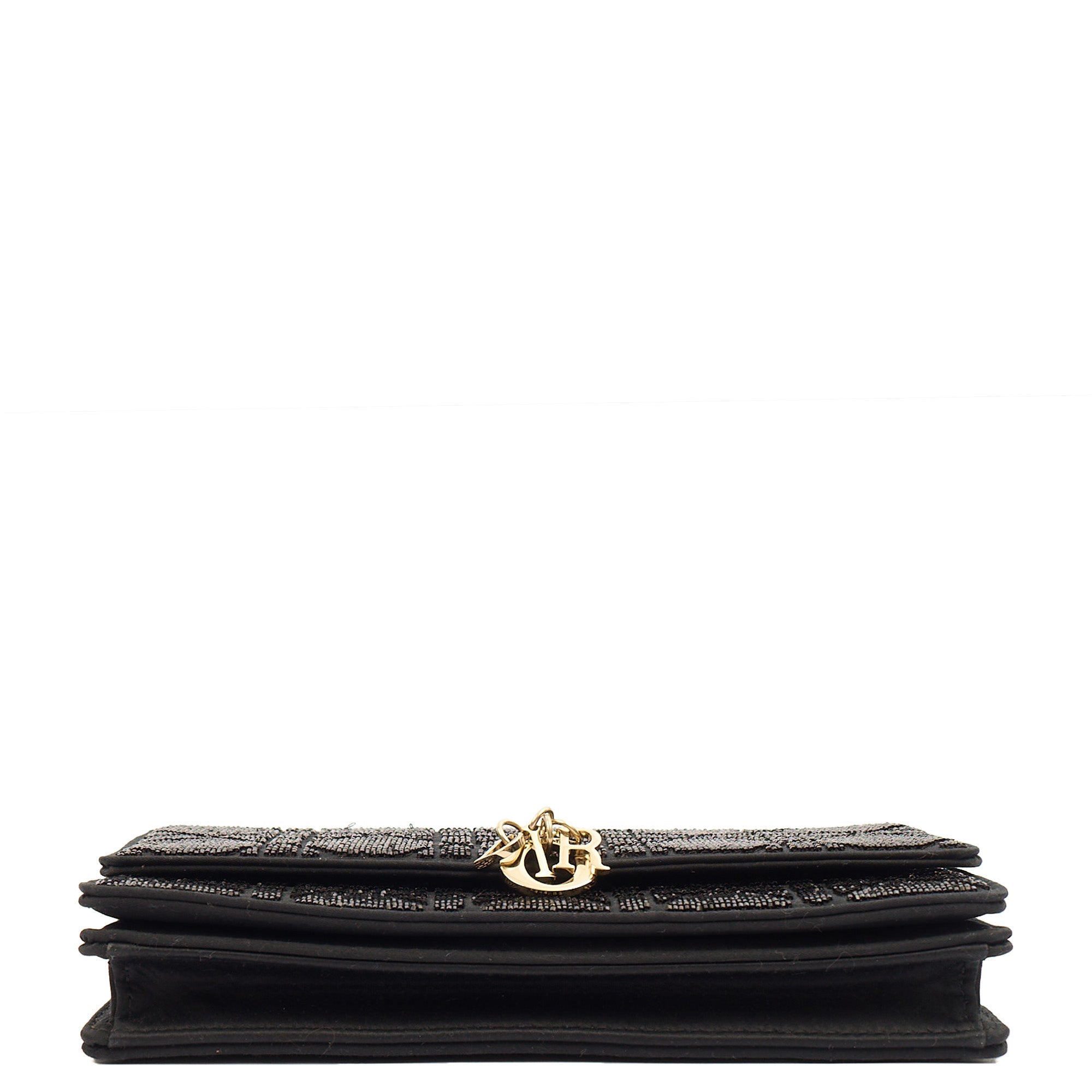 Christian Dior Cross Body My Dior Daily Chain Pouch in Black, Dior Oblique Embroidery — Detail View