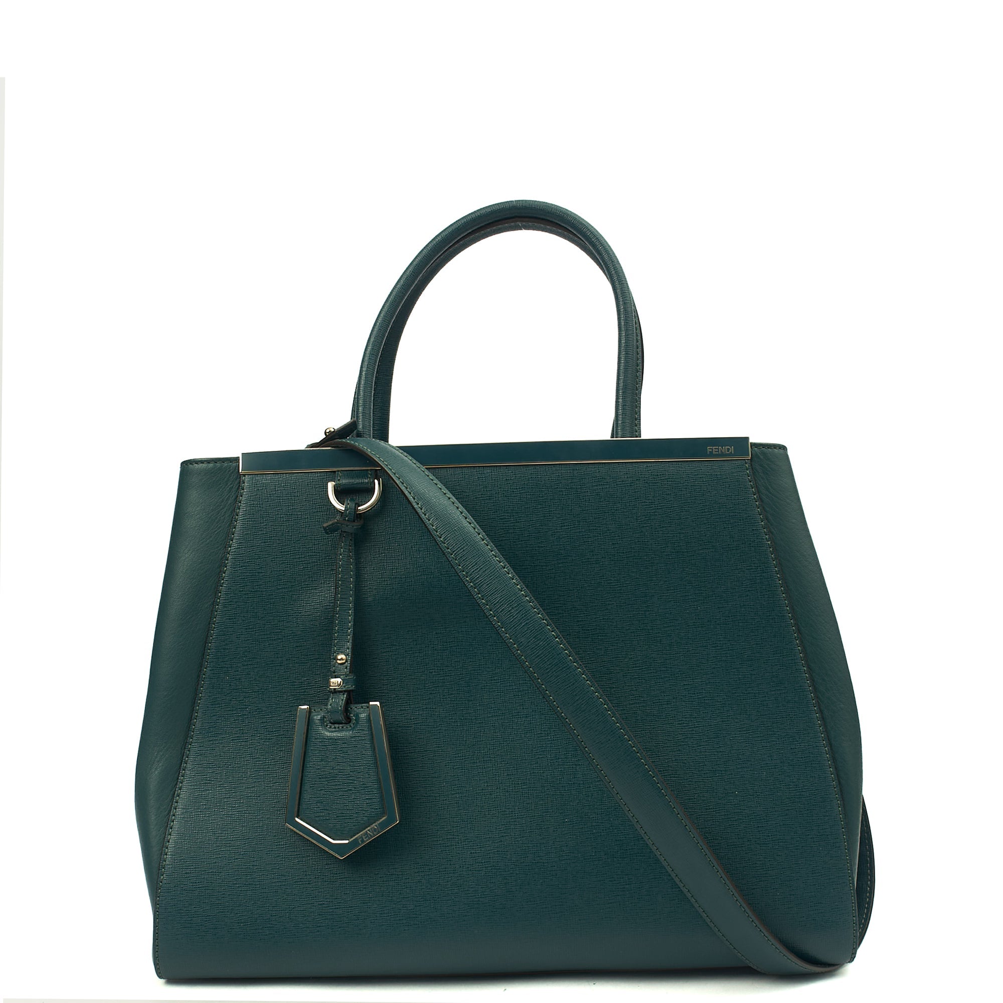 Fendi Tote 2Jour - Medium  in Green, Leather — Front View