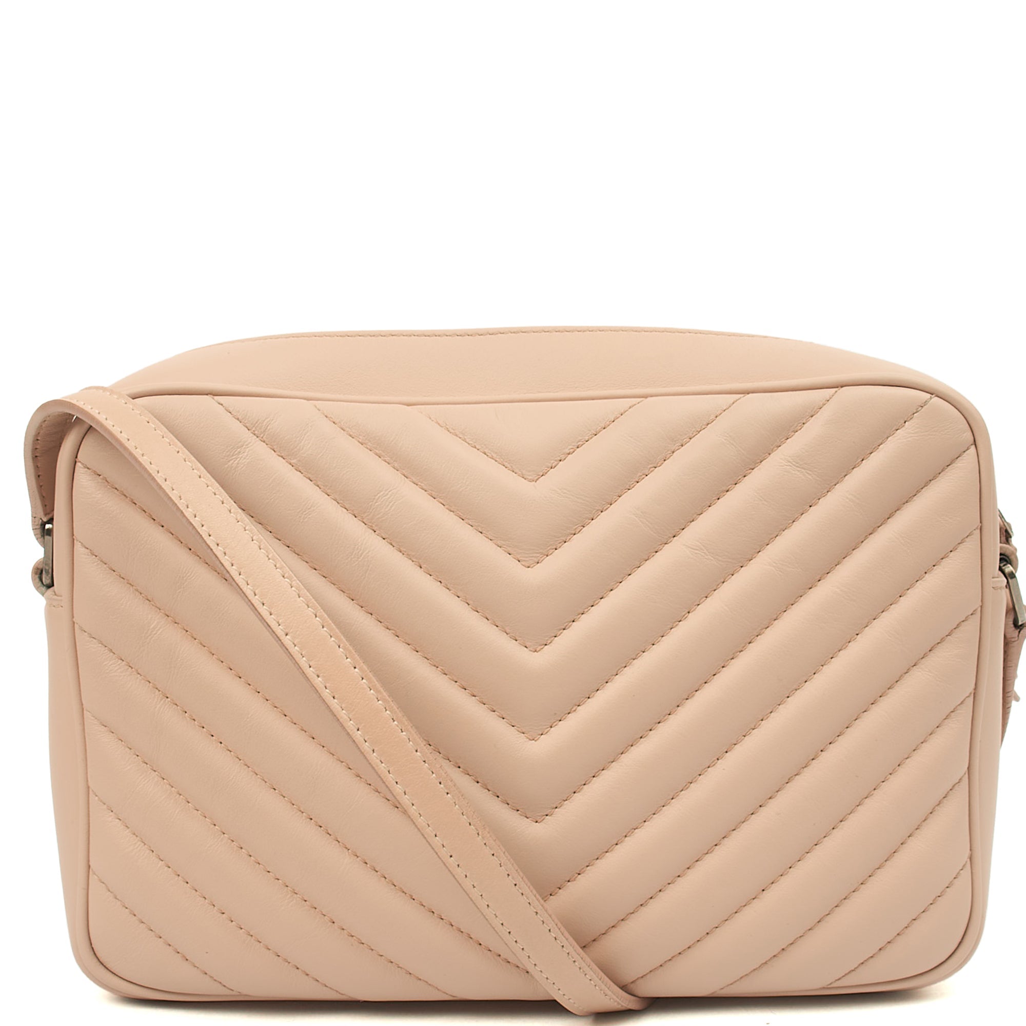 Saint Laurent Cross Body Lou Camera in Neutral, Calfskin Leather — Back View