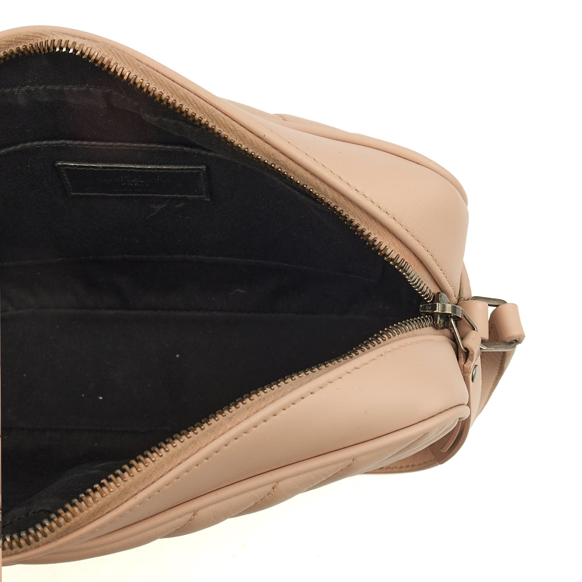 Saint Laurent Cross Body Lou Camera in Neutral, Calfskin Leather — Detail View