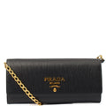 Prada Cross Body Shoulder Bag in Black, Leather — Front View