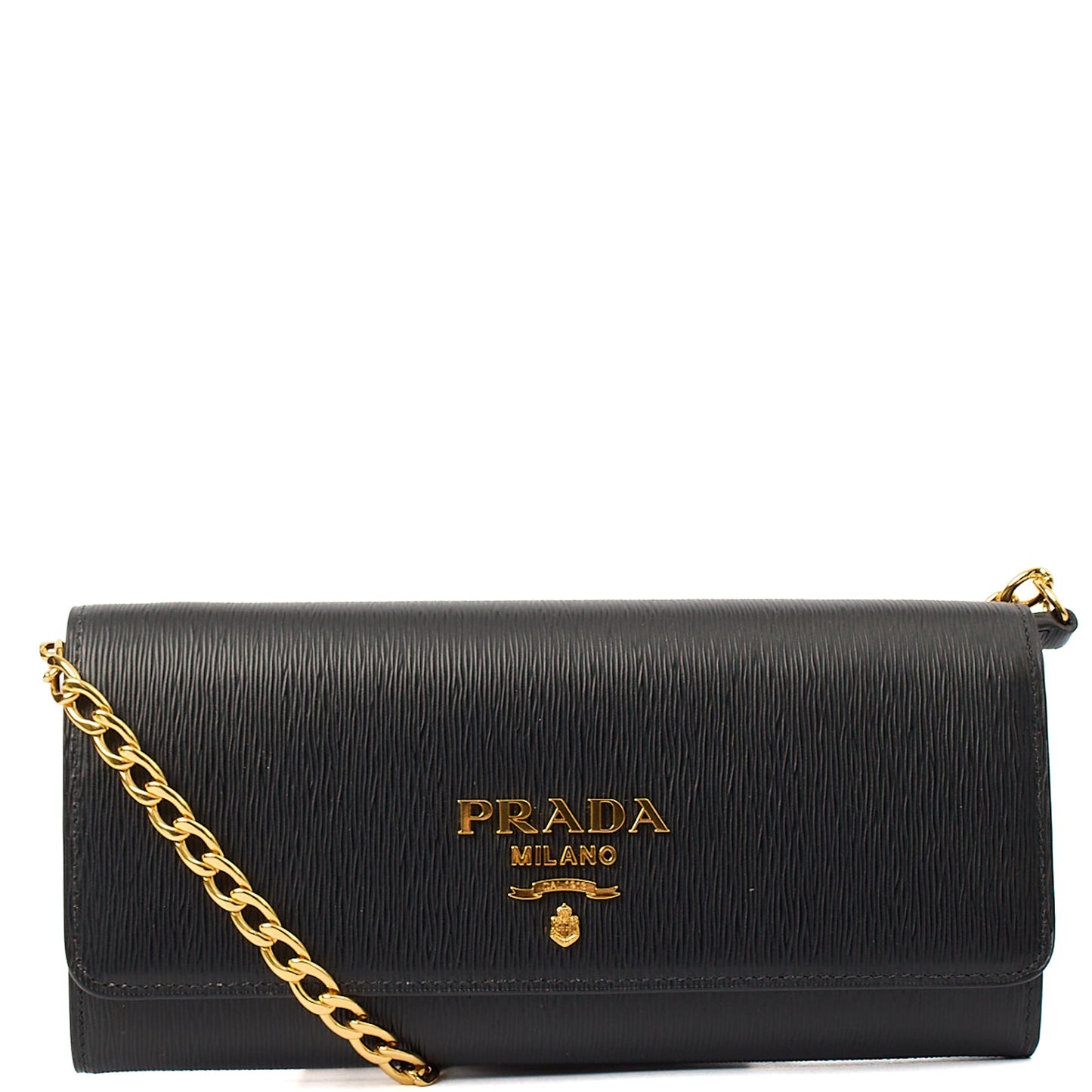 Prada Cross Body Shoulder Bag in Black, Leather — Front View