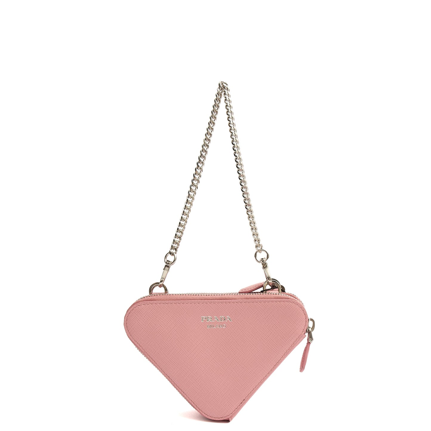 Prada Mini Bag Contenitori Mini Chain Wallet in Pink, Saffiano Leather — Alternate View 17