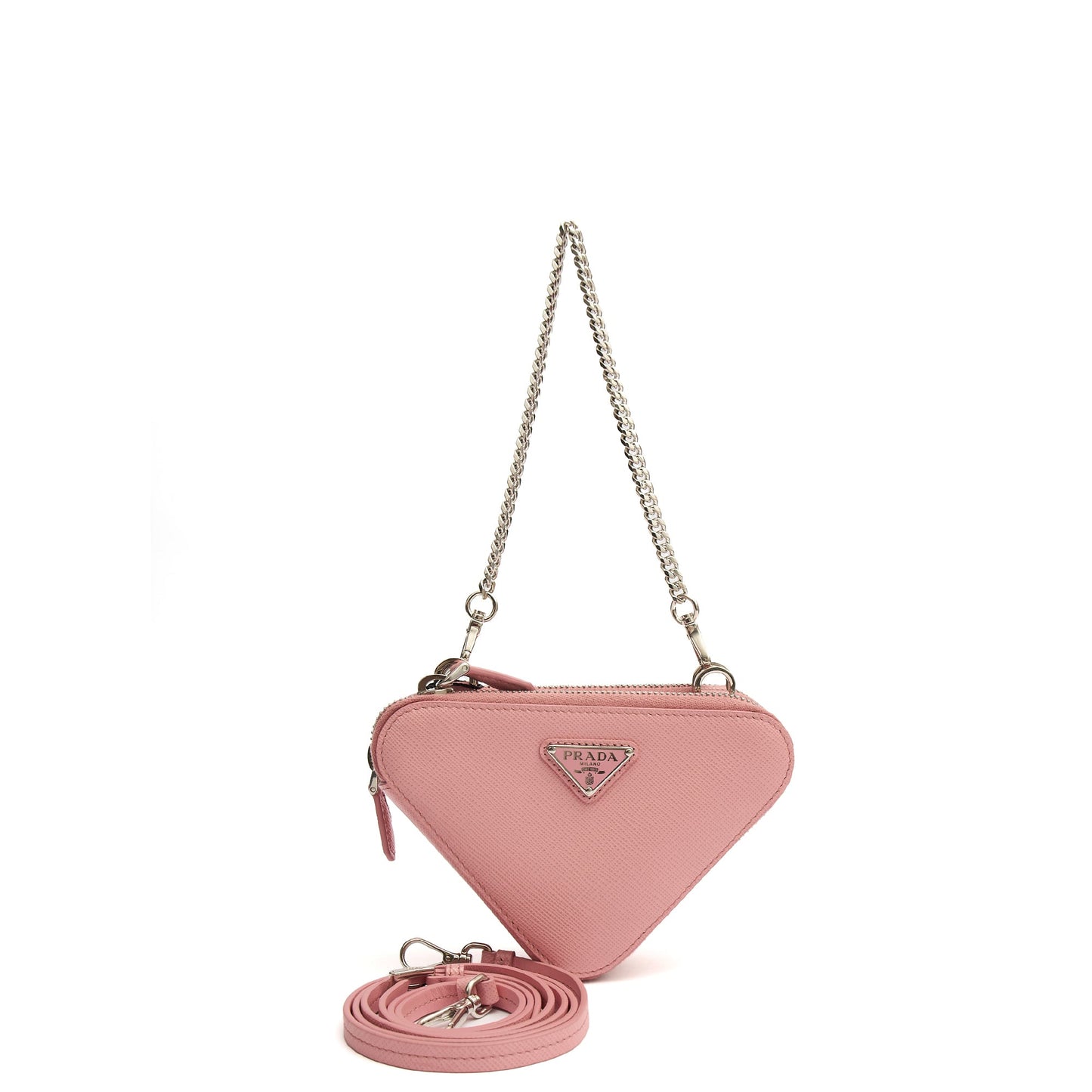 Prada Mini Bag Contenitori Mini Chain Wallet in Pink, Saffiano Leather — Alternate View 8