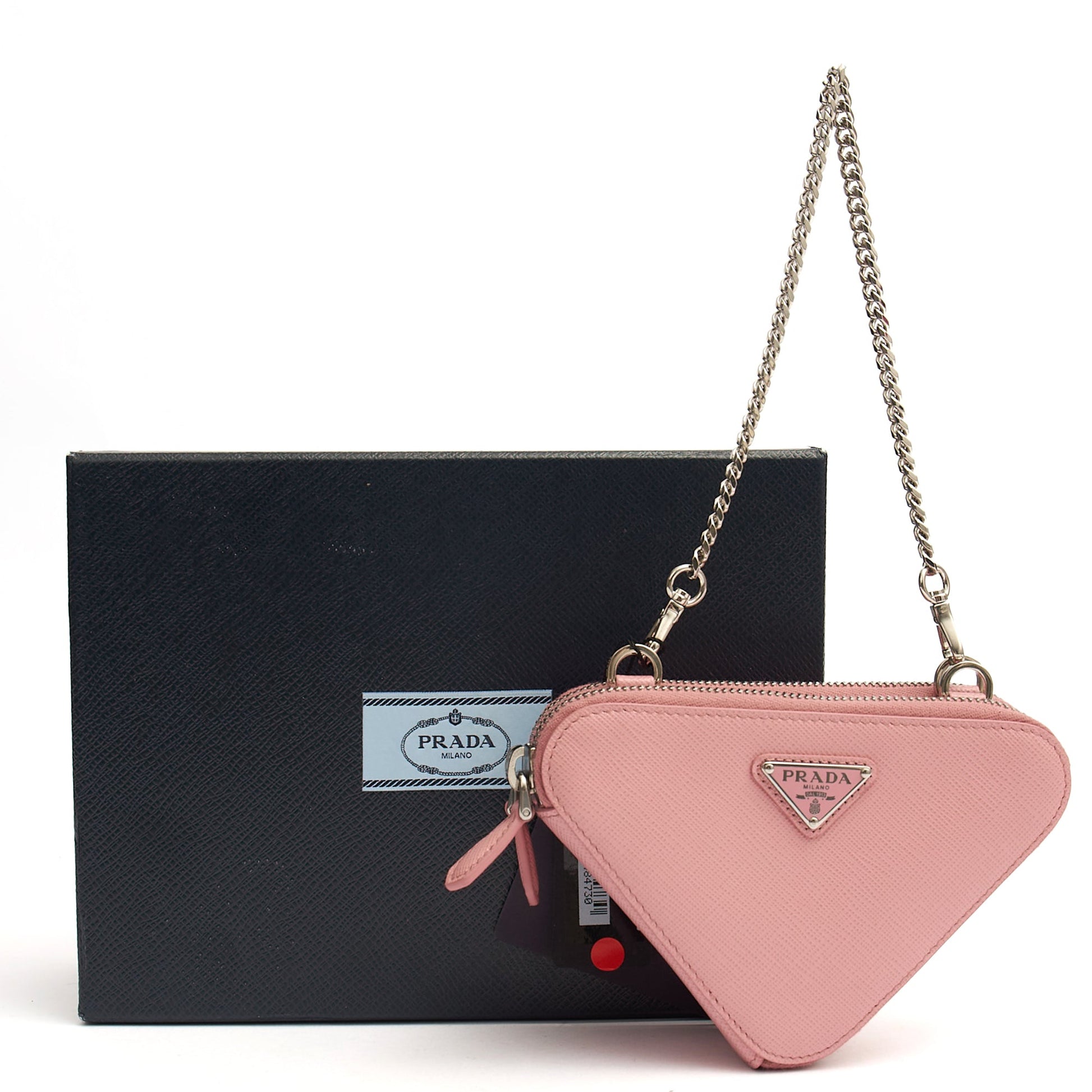 Prada Mini Bag Contenitori Mini Chain Wallet in Pink, Saffiano Leather — Alternate View 7