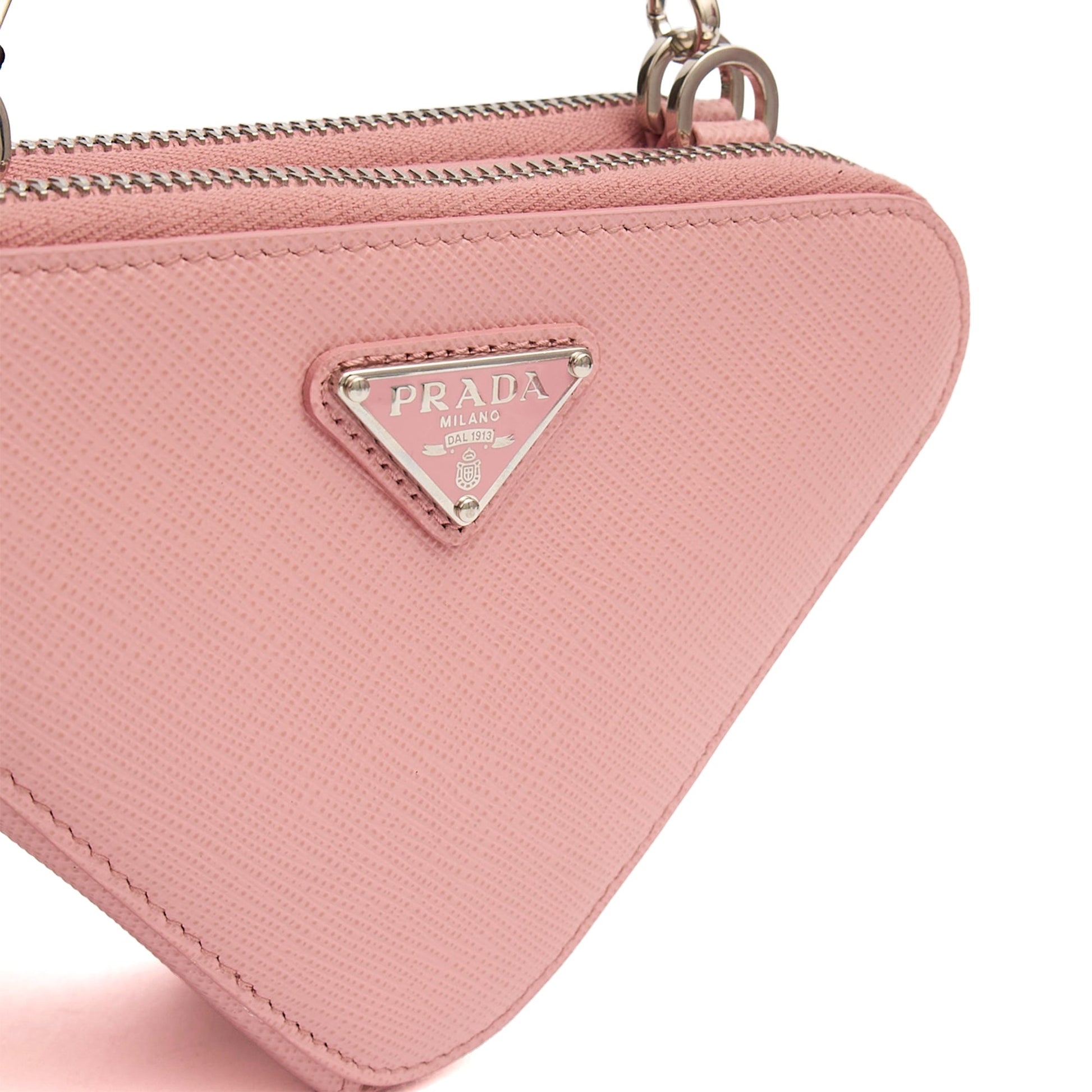 Prada Mini Bag Contenitori Mini Chain Wallet in Pink, Saffiano Leather — Alternate View 13