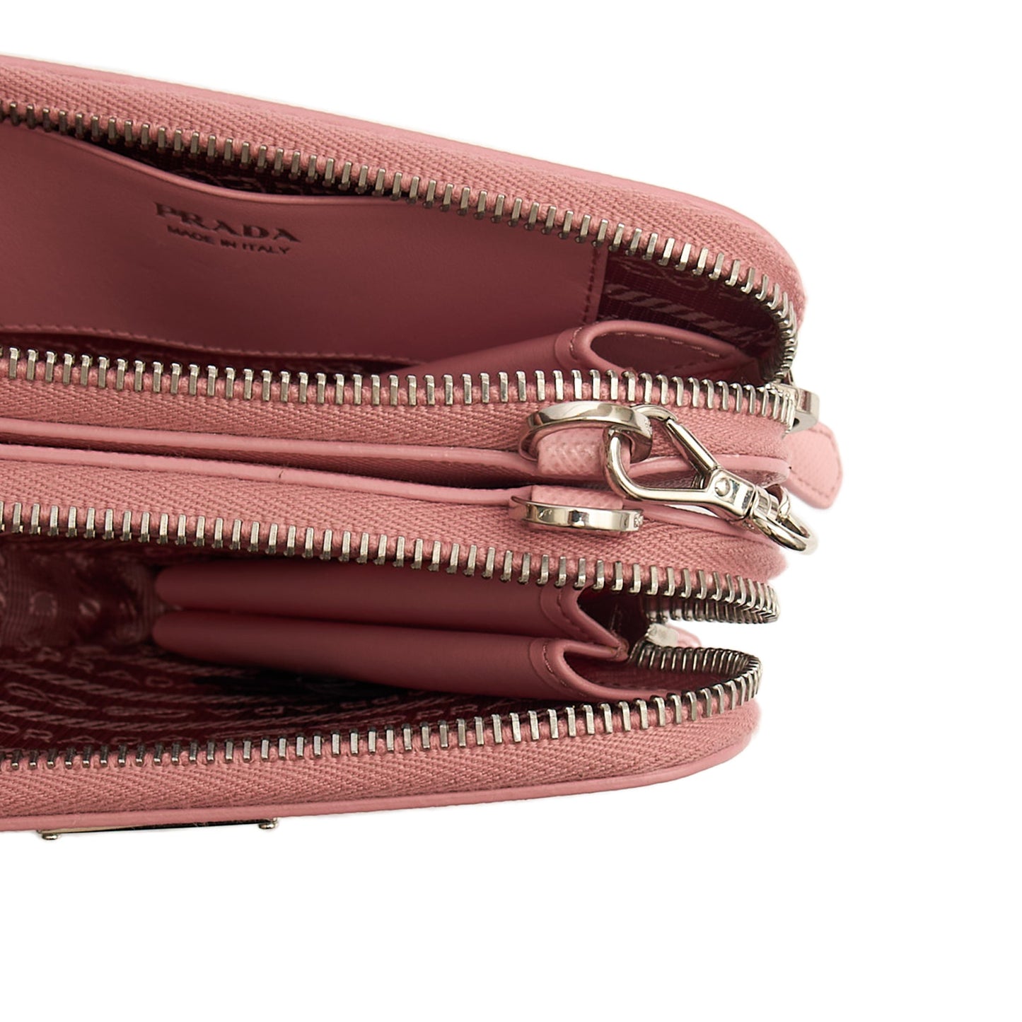 Prada Mini Bag Contenitori Mini Chain Wallet in Pink, Saffiano Leather — Alternate View 19