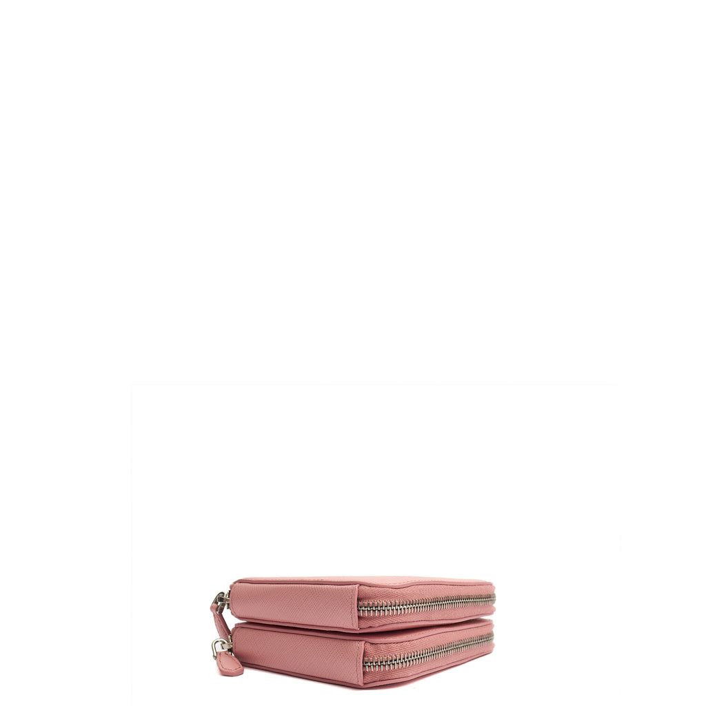 Prada Mini Bag Contenitori Mini Chain Wallet in Pink, Saffiano Leather — Top View