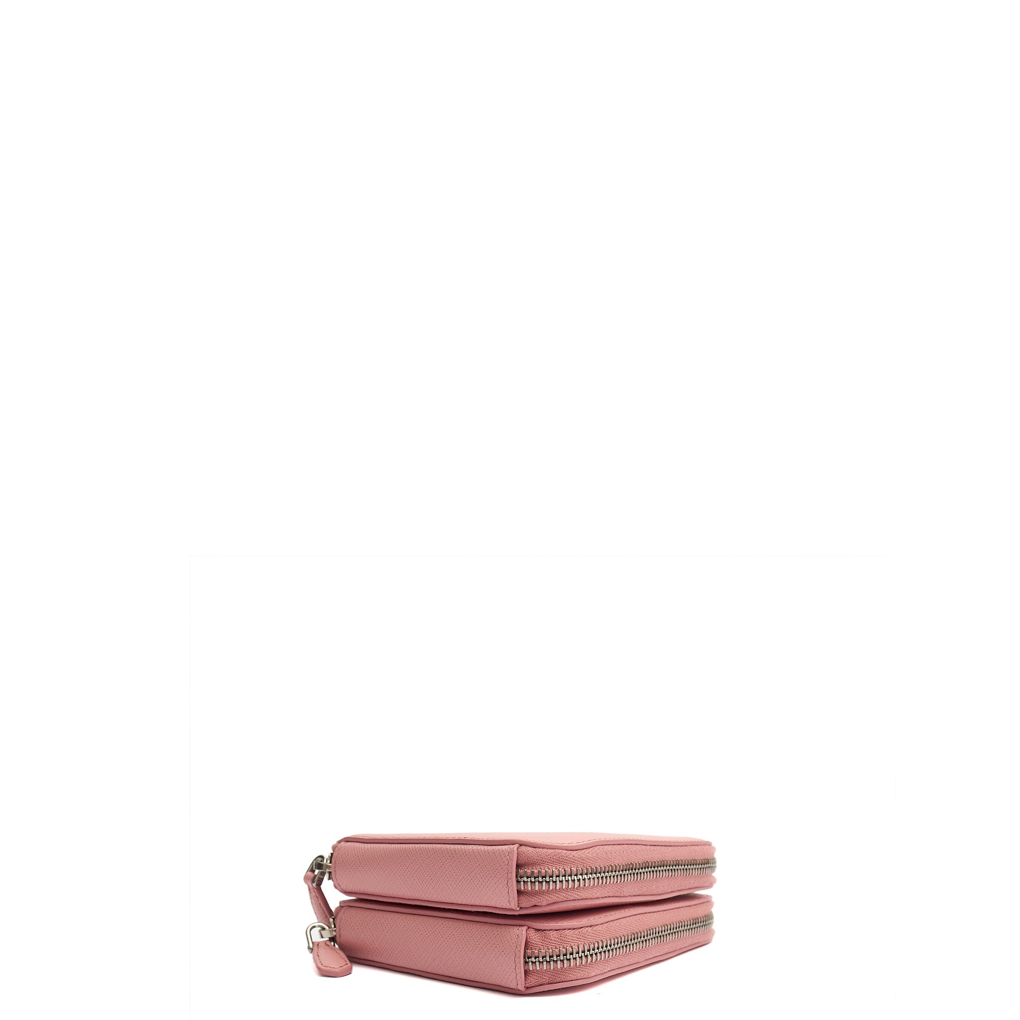 Prada Mini Bag Contenitori Mini Chain Wallet in Pink, Saffiano Leather — Top View