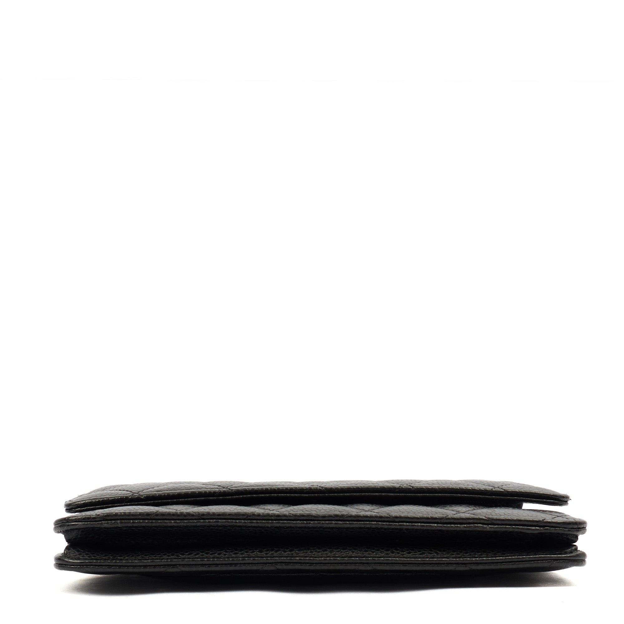 Chanel Cross Body Wallet on Chain in Black, Caviar Leather — Detail View
