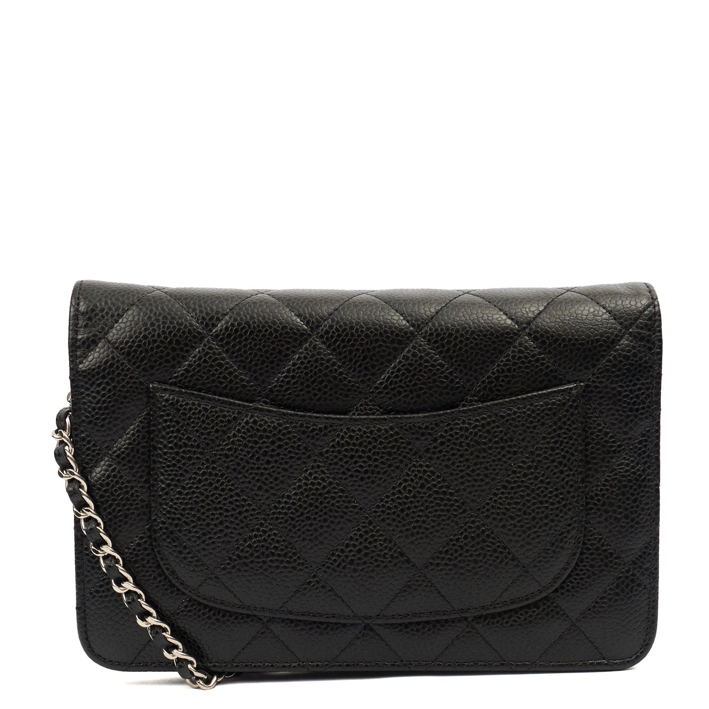 Chanel Cross Body Wallet on Chain in Black, Caviar Leather — Top View