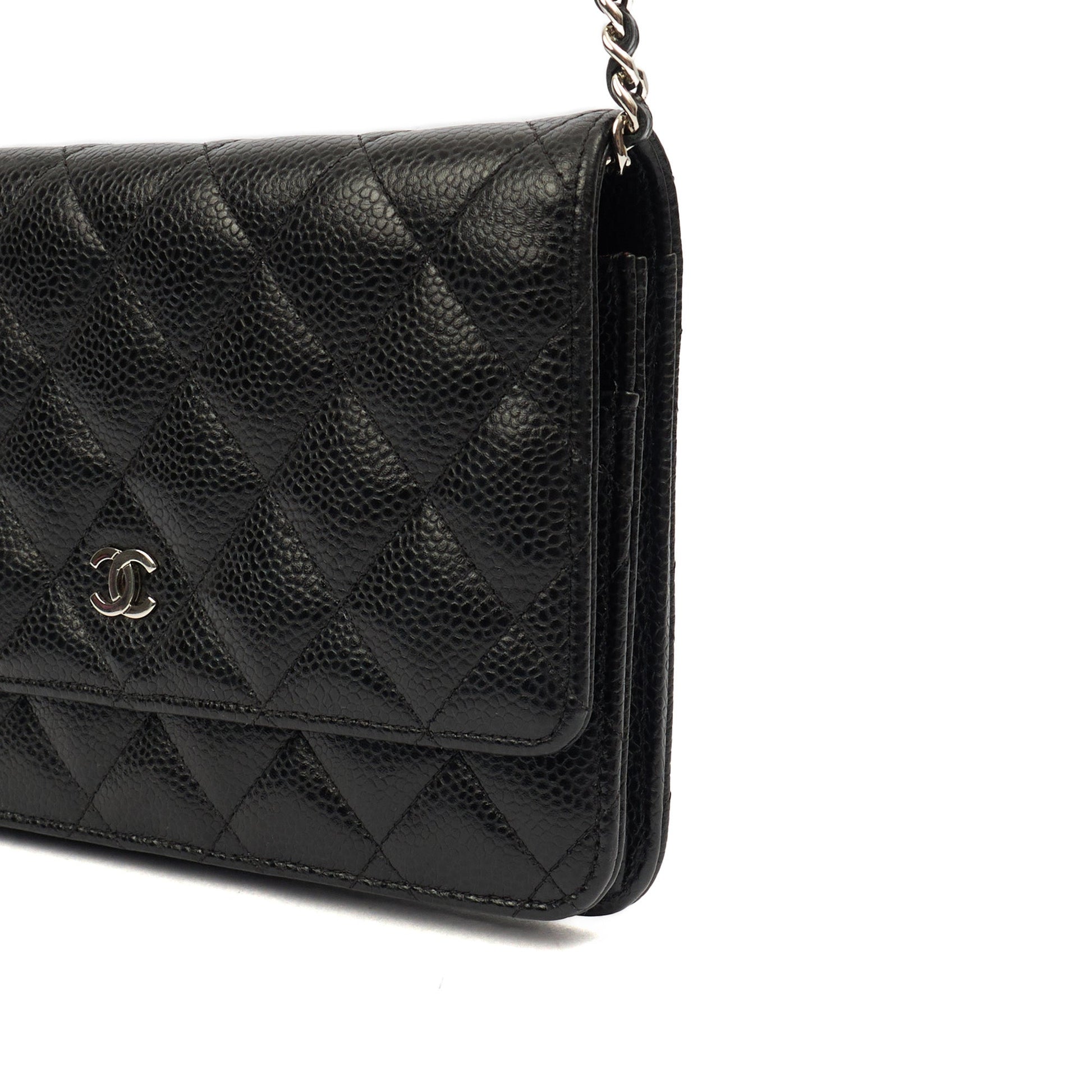 Chanel Cross Body Wallet on Chain in Black, Caviar Leather — Alternate View 15
