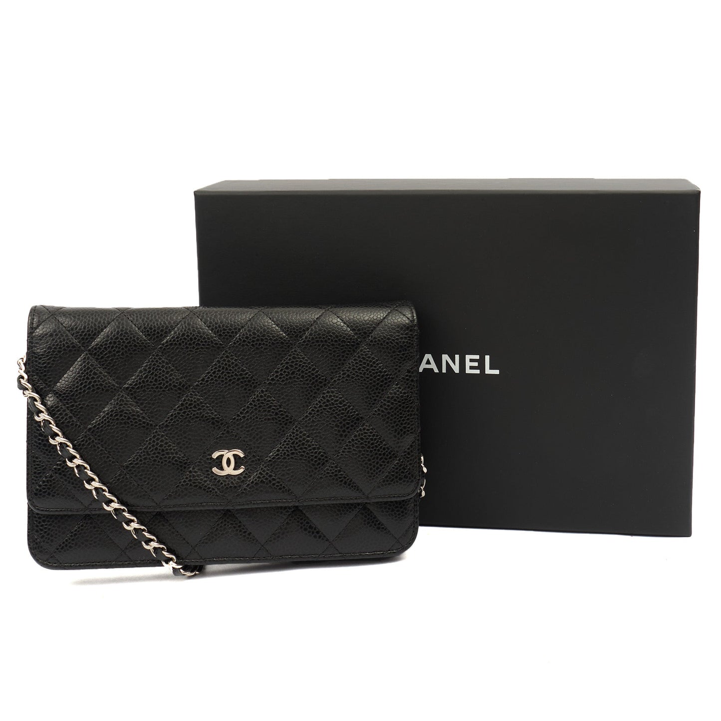 Chanel Cross Body Wallet on Chain in Black, Caviar Leather — Alternate View 11