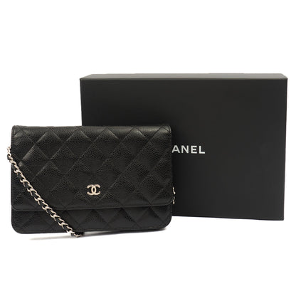 Chanel Cross Body Wallet on Chain in Black, Caviar Leather — Alternate View 11