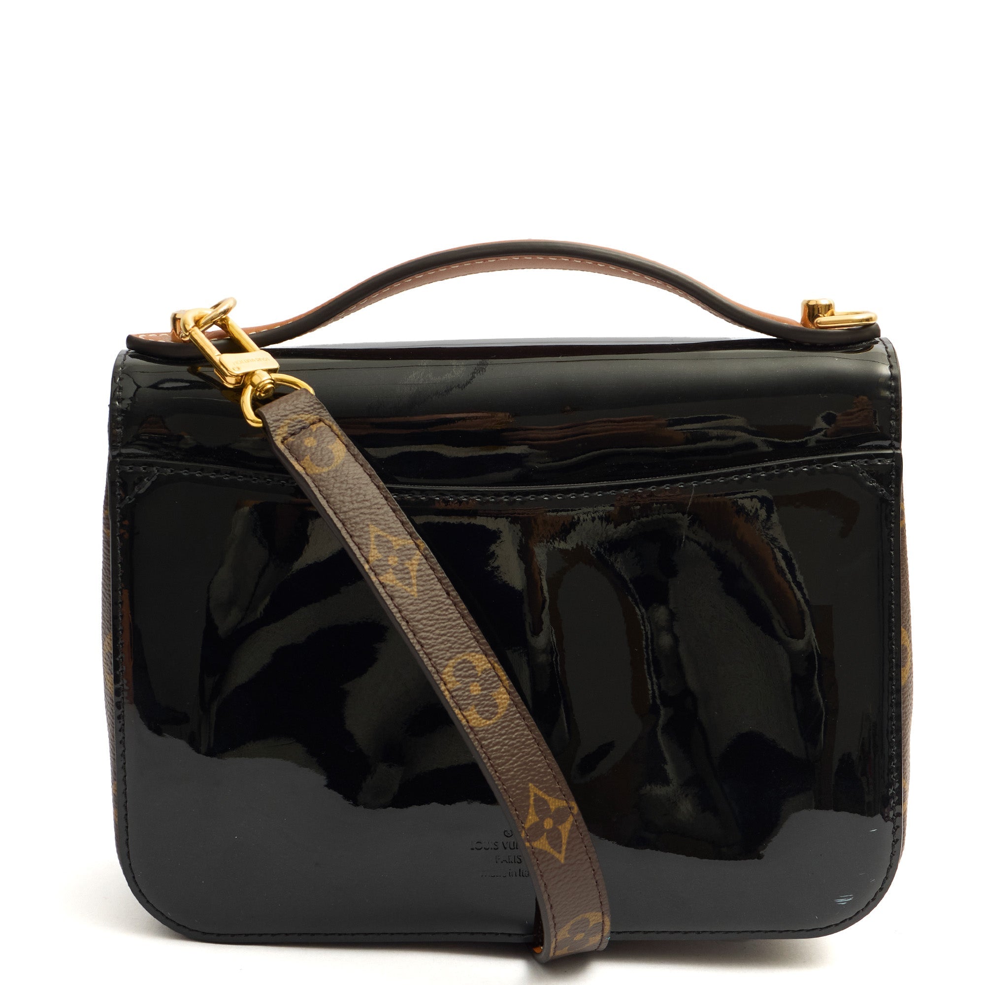 Louis Vuitton Cross Body Cherrywood BB in Black, Patent Leather — Back View
