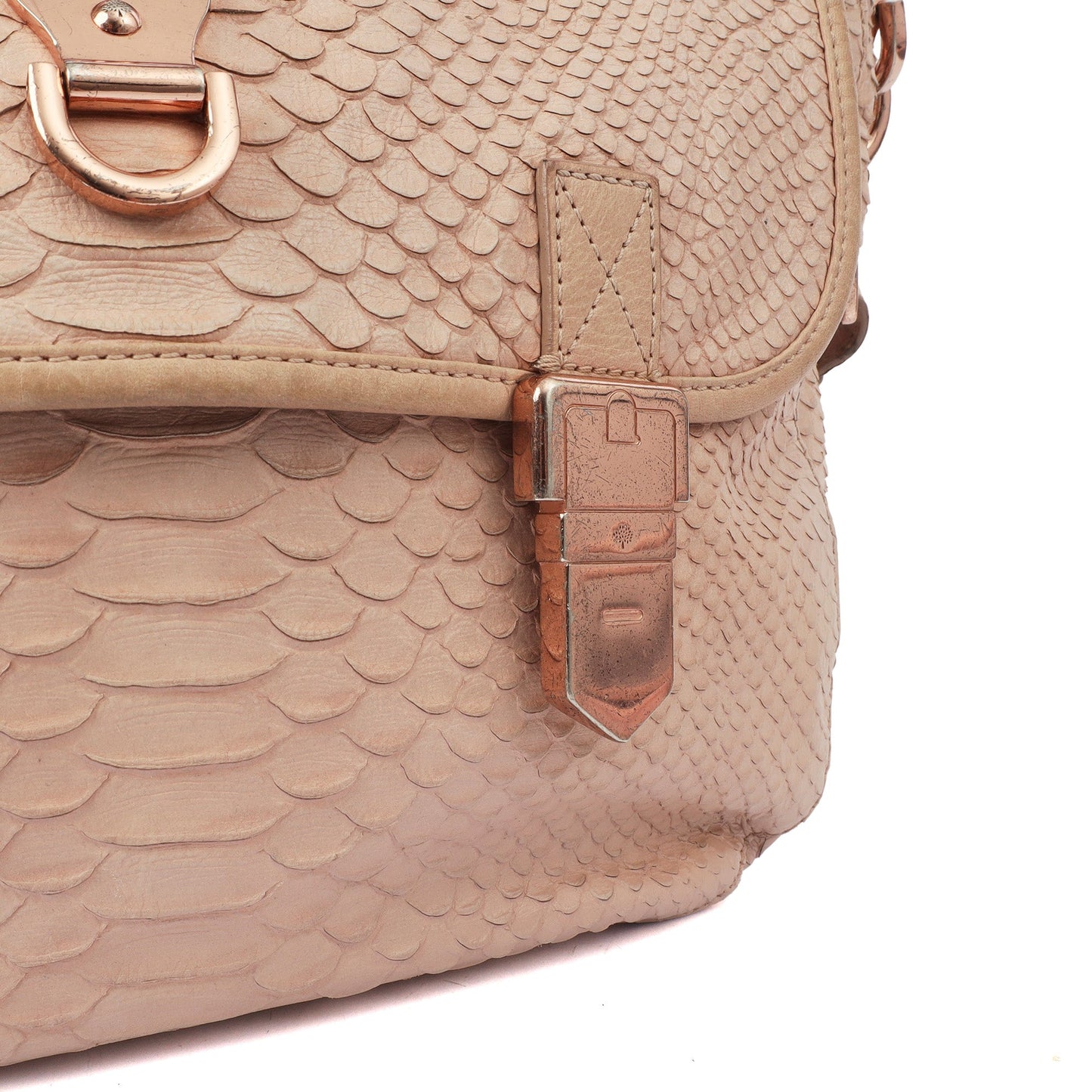 Mulberry Tote Tillie Satchel  in Pink, Exotic Effect Leather — Detail View