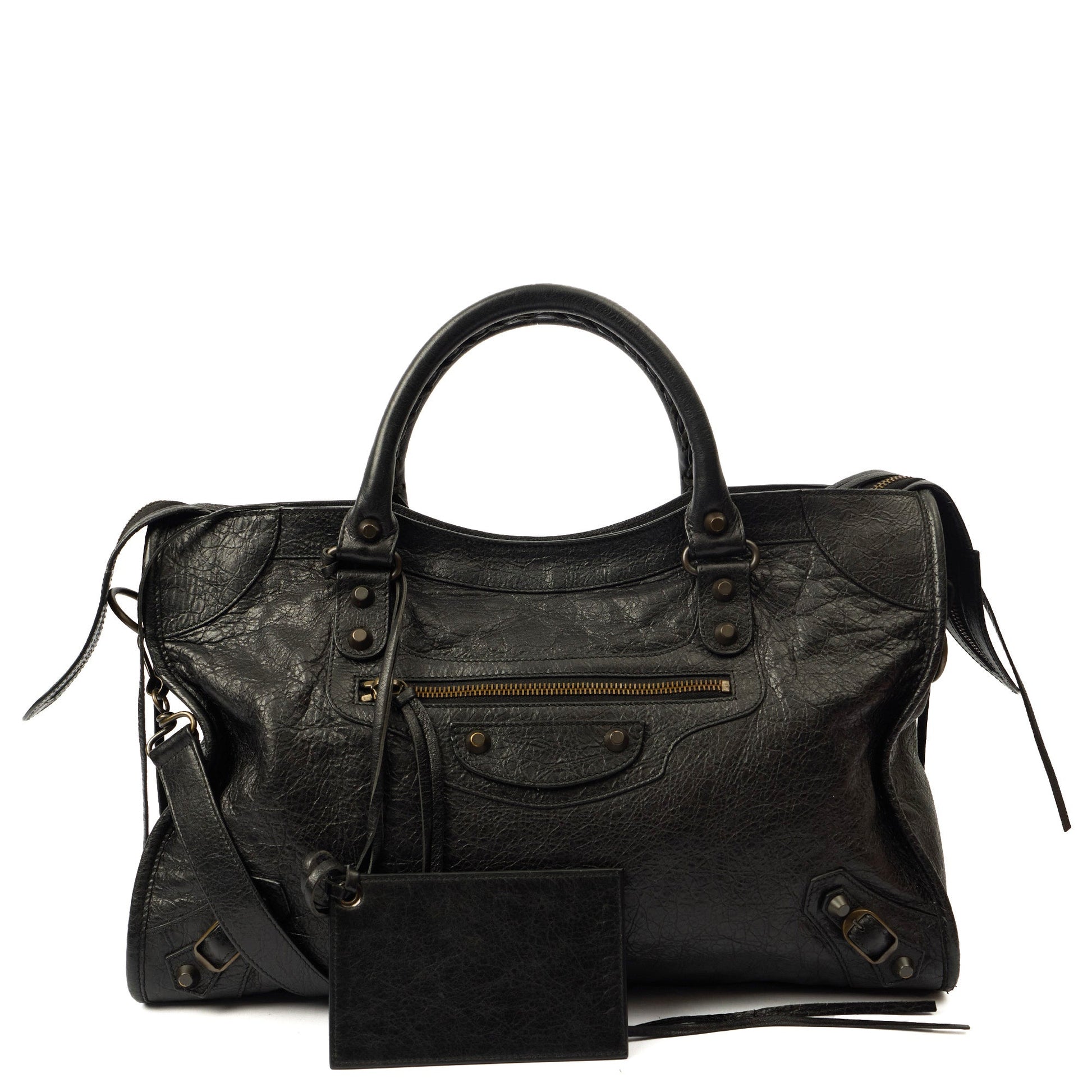 Balenciaga Shoulder Bag Classic City - Medium in Black, Leather — Front View