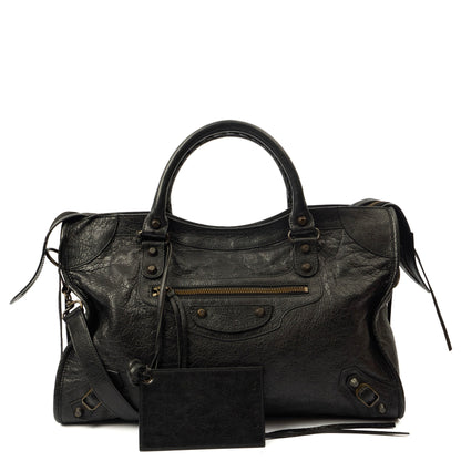 Balenciaga Shoulder Bag Classic City - Medium in Black, Leather — Front View