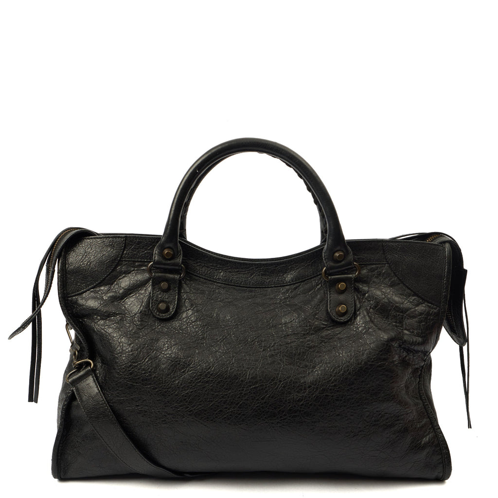 Balenciaga Shoulder Bag Classic City - Medium in Black, Leather — Back View