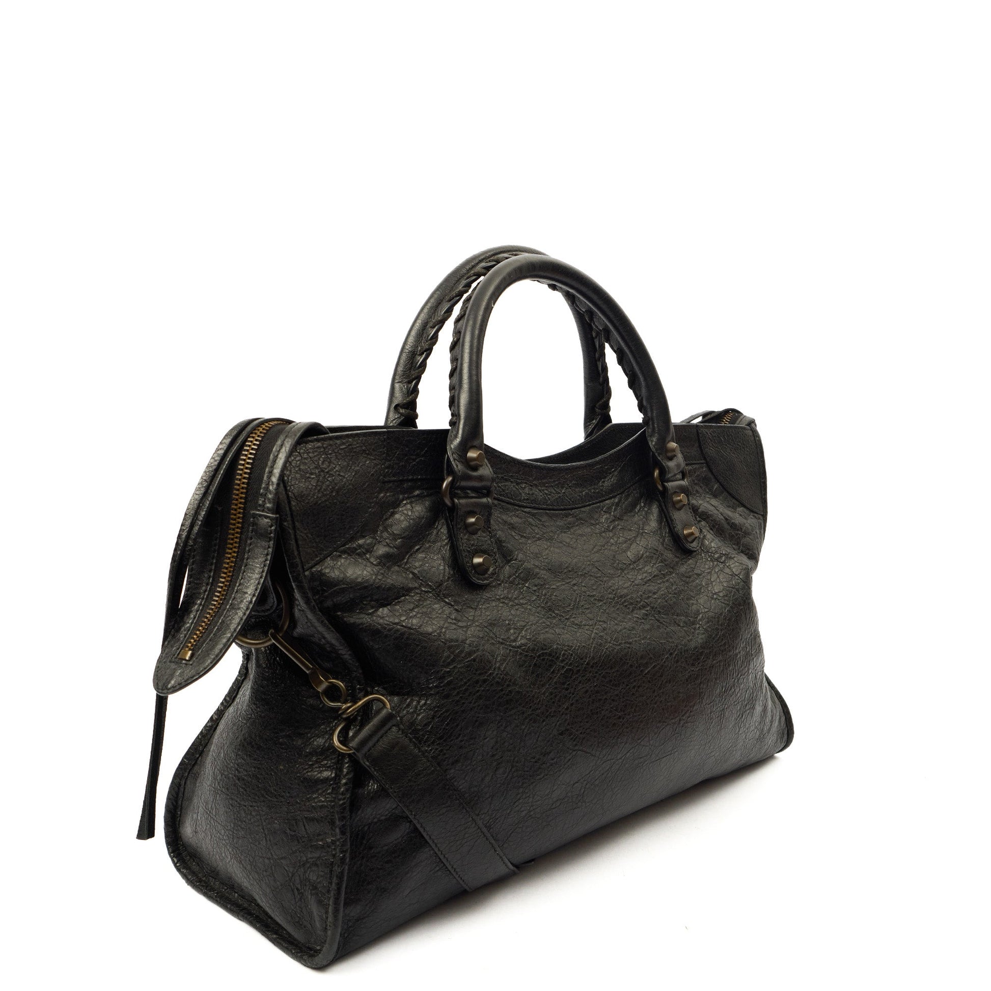 Balenciaga Shoulder Bag Classic City - Medium in Black, Leather — Side View