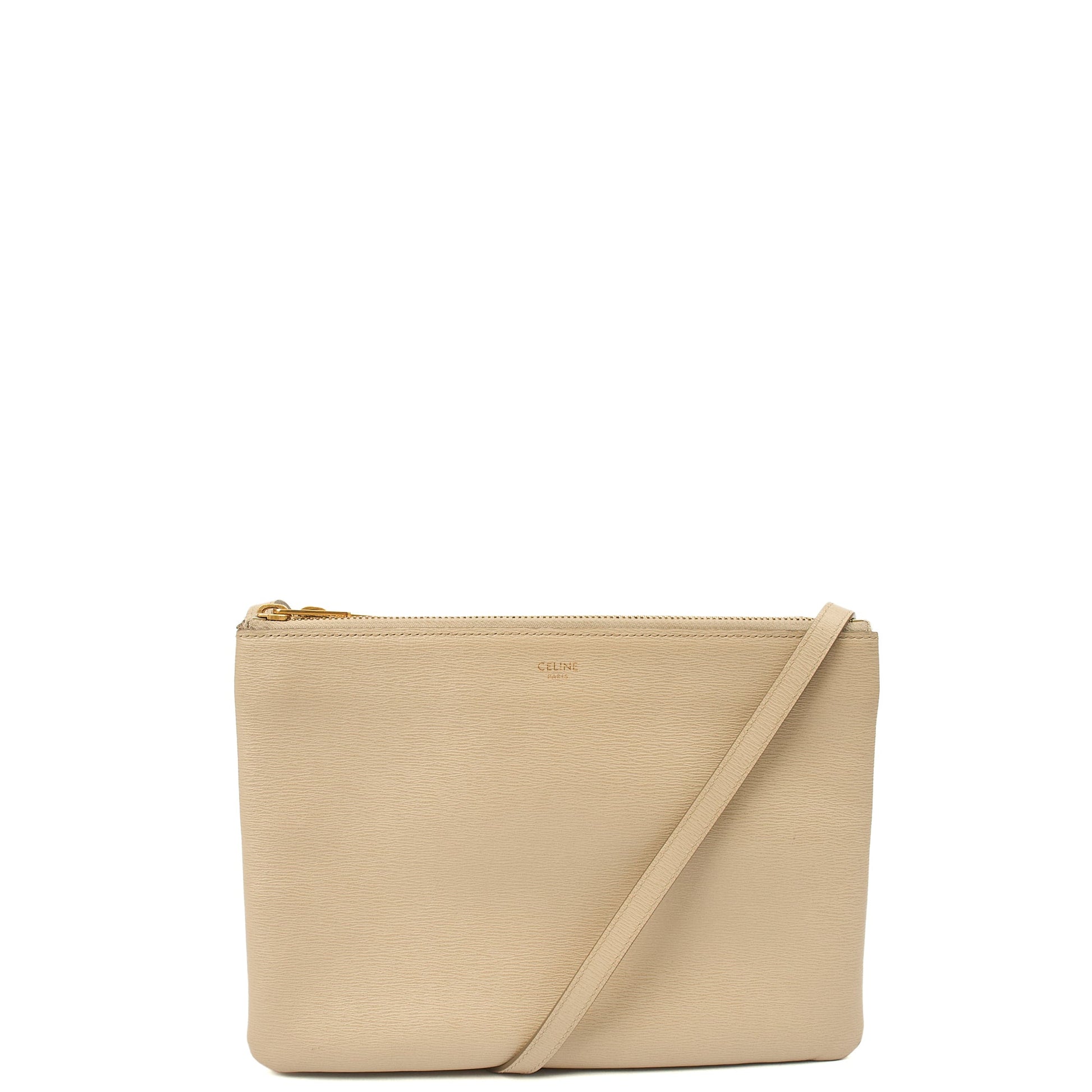 Celine Cross Body Trio in Neutral, Box Calfskin — Front View