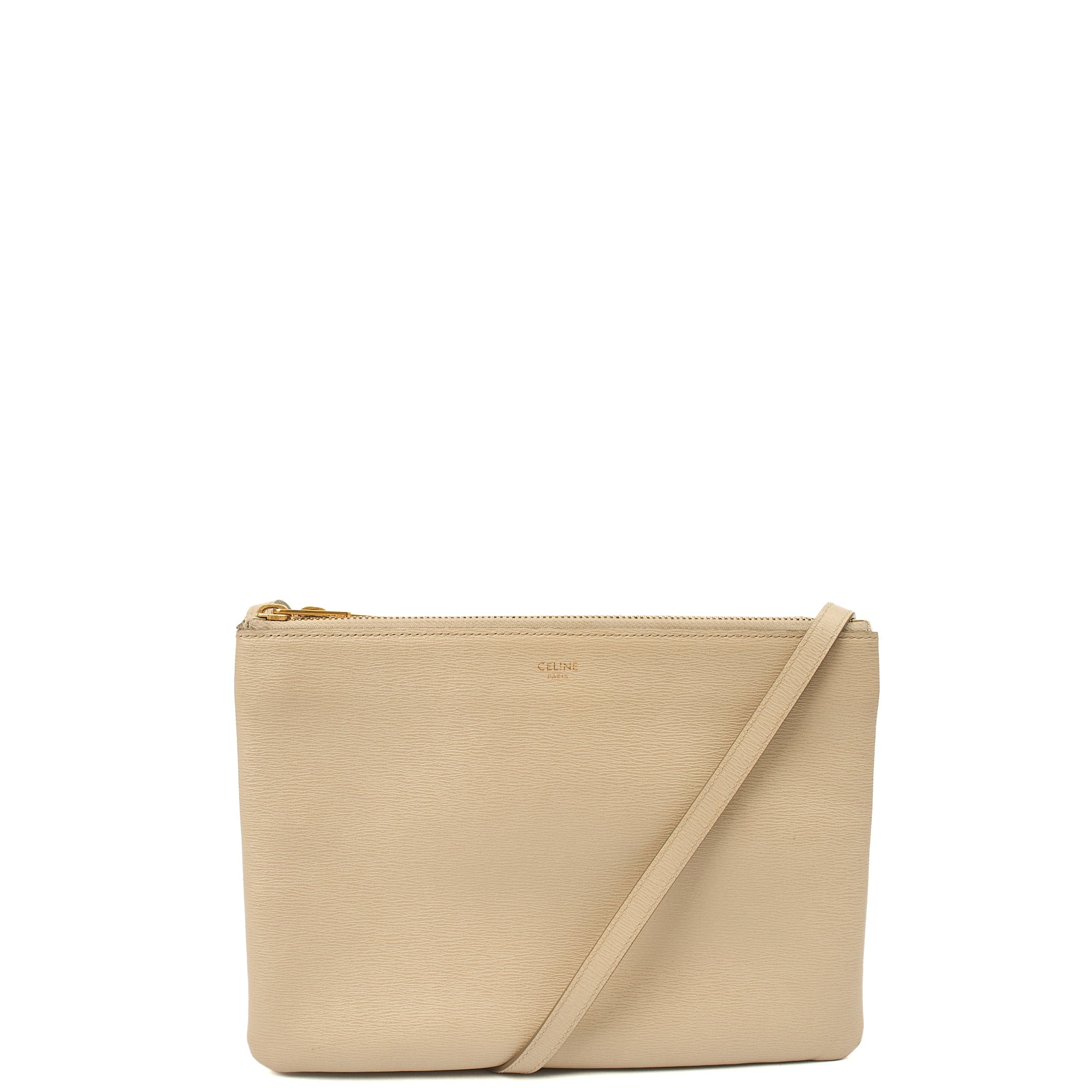 Celine Cross Body Trio in Neutral, Box Calfskin — Front View