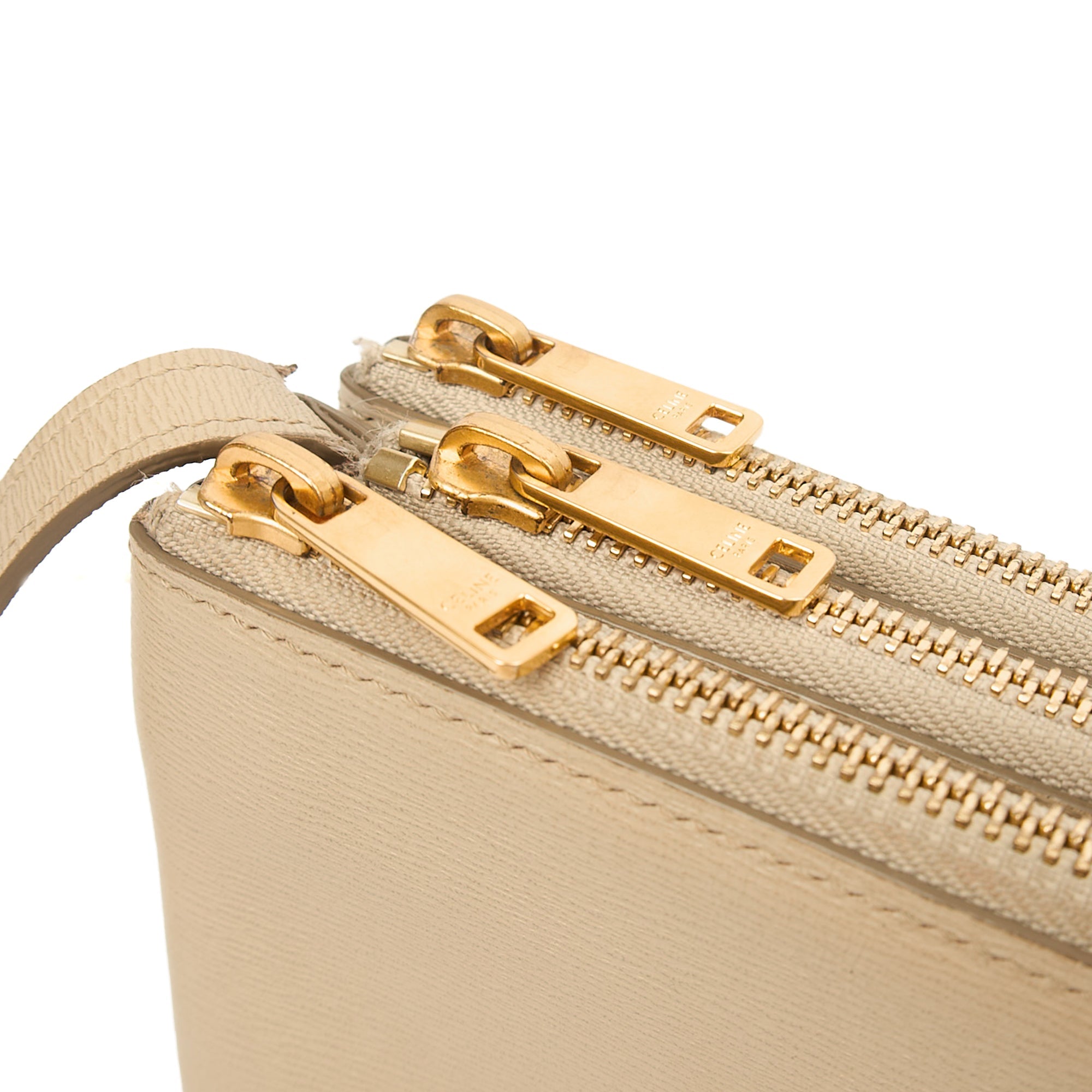 Celine Cross Body Trio in Neutral, Box Calfskin — Detail View