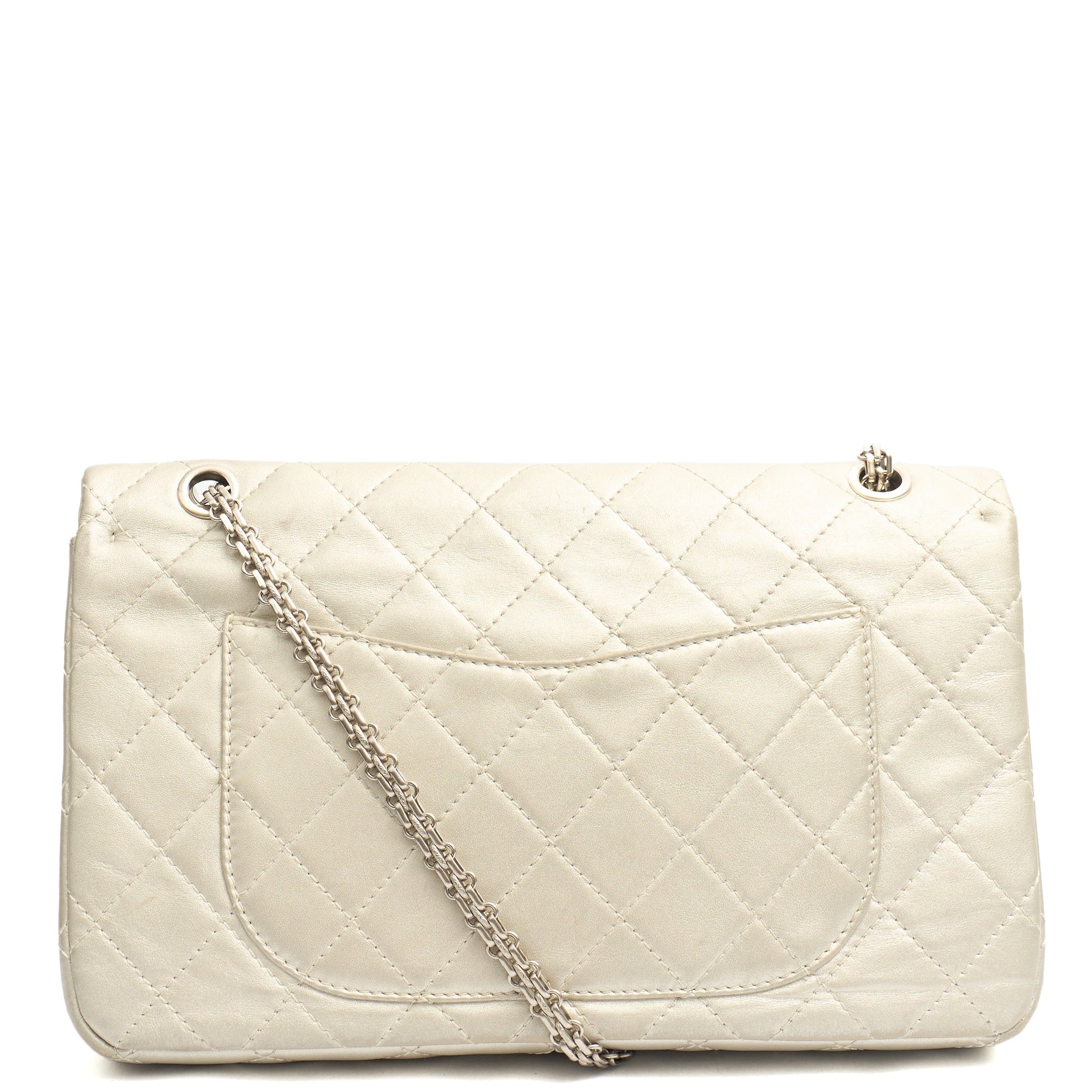 Chanel Shoulder Bag 2.55 Reissue - Maxi in Metallic, Lambskin Leather — Top View