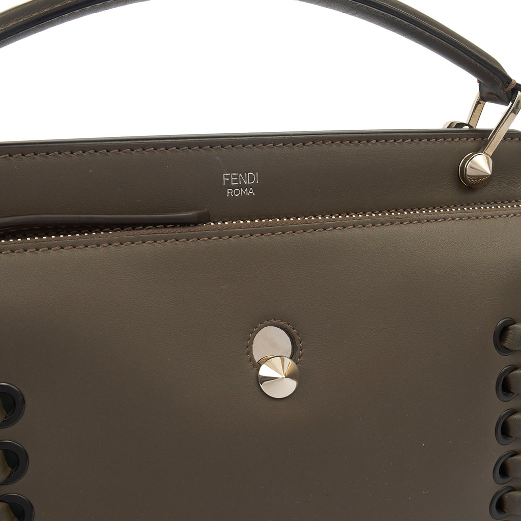 Fendi Tote Dot Com in Grey, Leather — Detail View