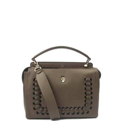 Fendi Tote Dot Com in Grey, Leather — Front View