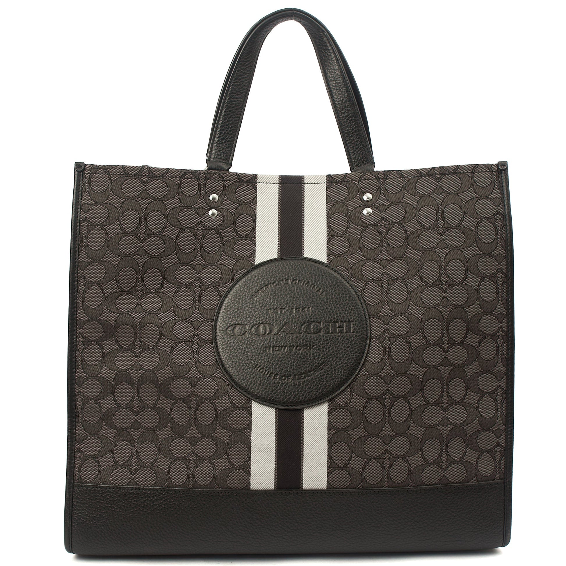 Coach Tote Dempsey Bucket in Grey, Leather — Front View