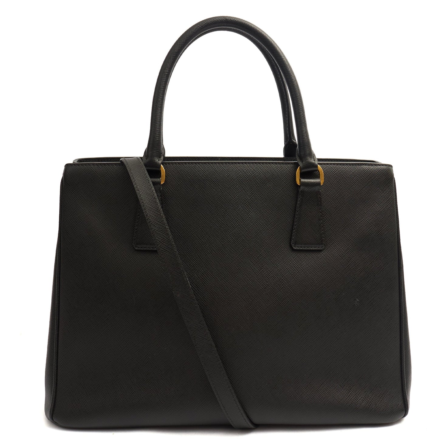 Prada Tote Galleria - Medium Double Zip Tote in Black, Leather — Back View