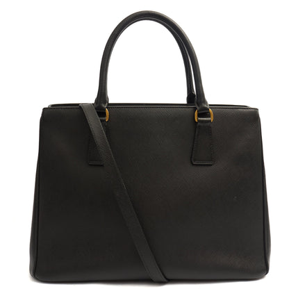Prada Tote Galleria - Medium Double Zip Tote in Black, Leather — Back View