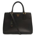 Prada Tote Galleria - Medium Double Zip Tote in Black, Leather — Front View