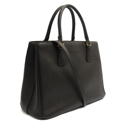 Prada Tote Galleria - Medium Double Zip Tote in Black, Leather — Side View