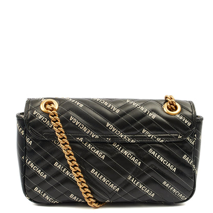 Gucci Shoulder Bag Marmont Shoulder Flap Bag - Medium in Black, Leather — Back View