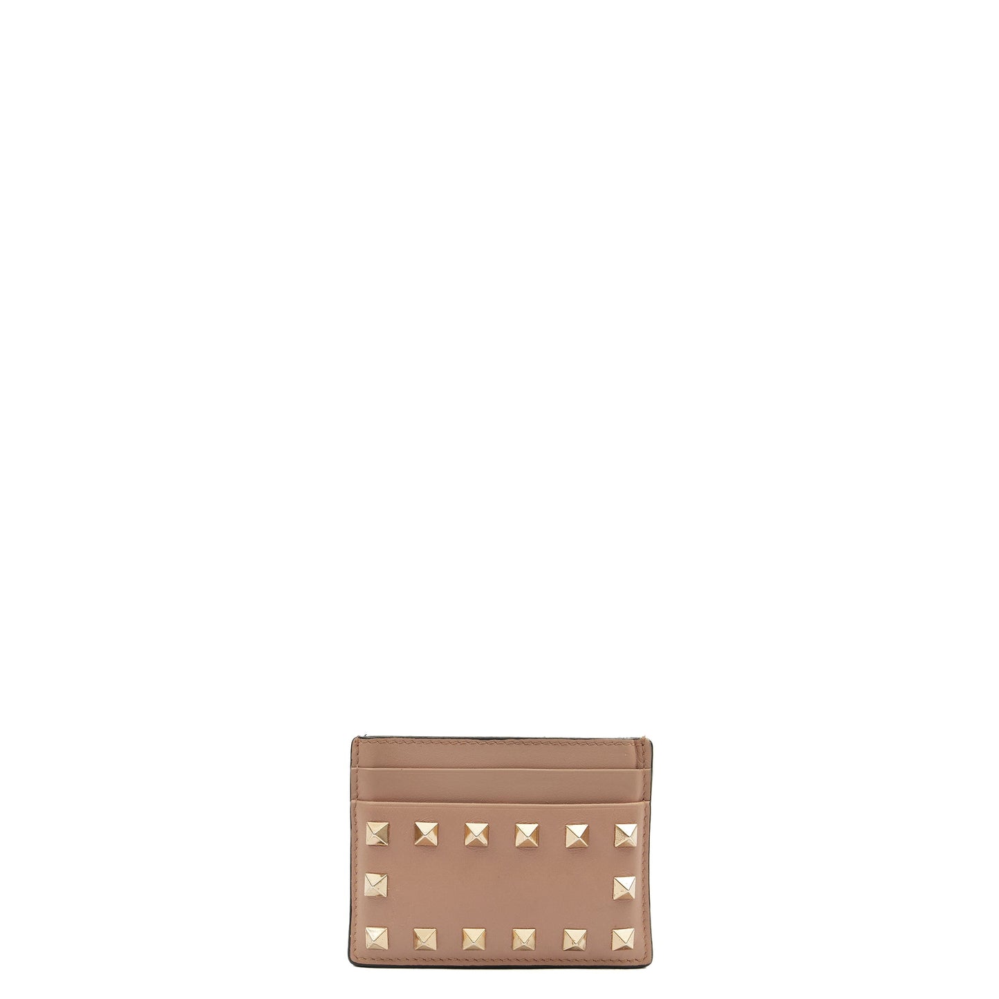 Valentino Card Holder Card Holder  in Brown, Leather — Front View