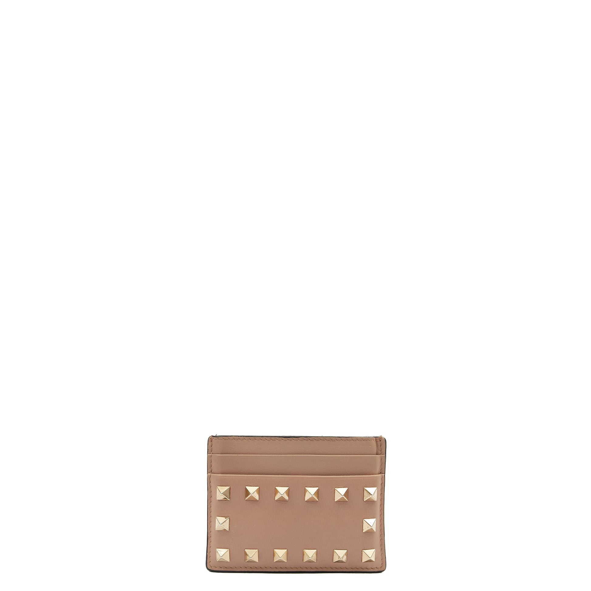 Valentino Card Holder Card Holder  in Brown, Leather — Front View