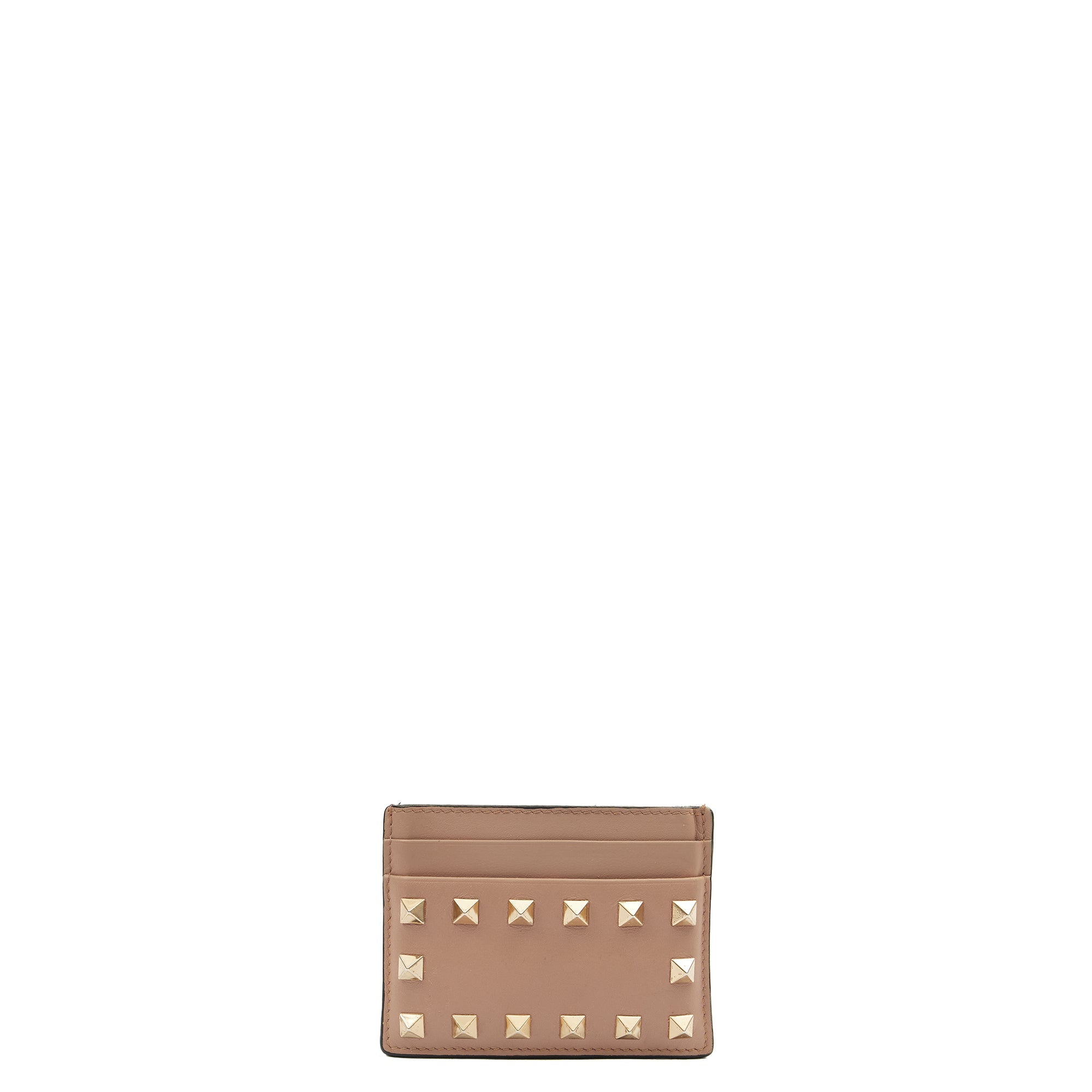 Valentino Card Holder Card Holder  in Brown, Leather — Front View